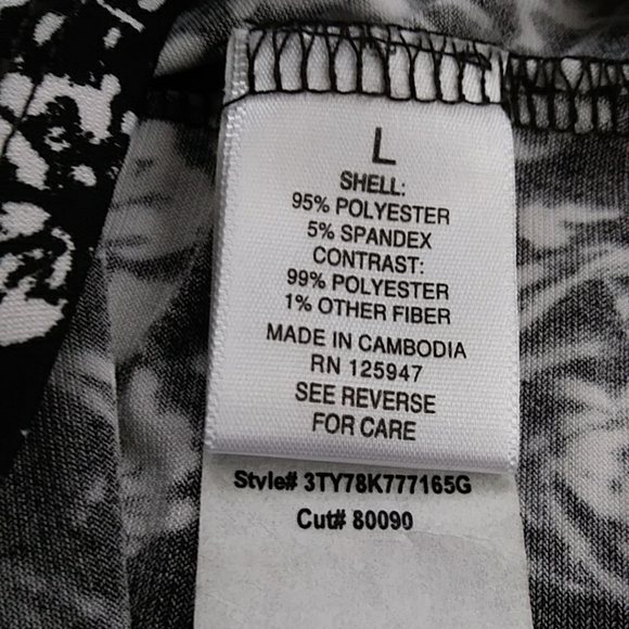 Roz & Ali Floral High Low Tunic Top L Black White - Picture 3 of 16